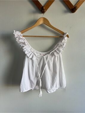 Shabby Chic White Ruffled Tassel Tank Top